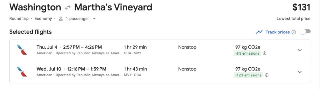 Martha's Vineyard flight deal
