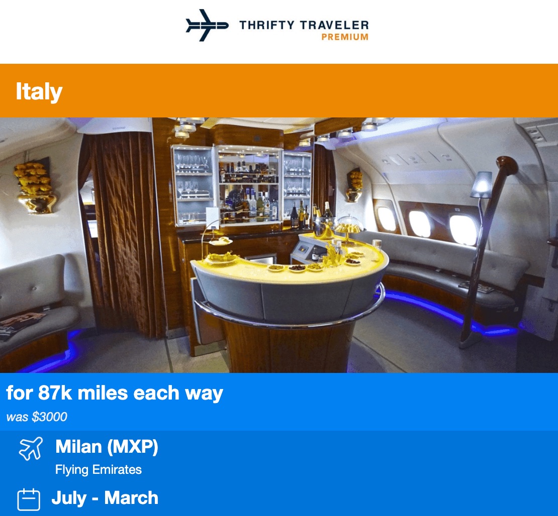 Thrifty Traveler Premium emirates flight deal