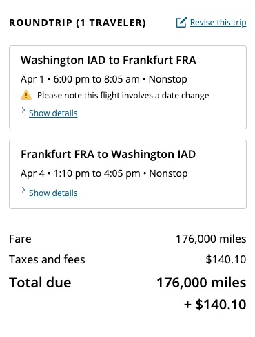 United Lufthansa Biz IAD to FRA
