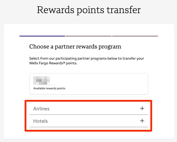 Wells Fargo Rewards points transfer