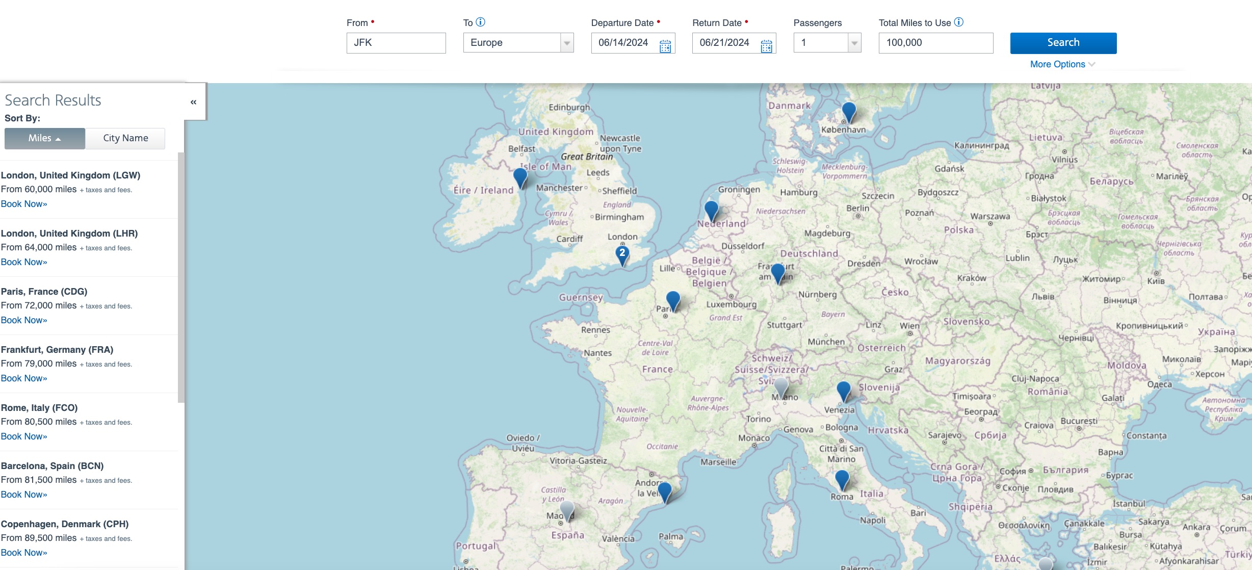 american airlines award map