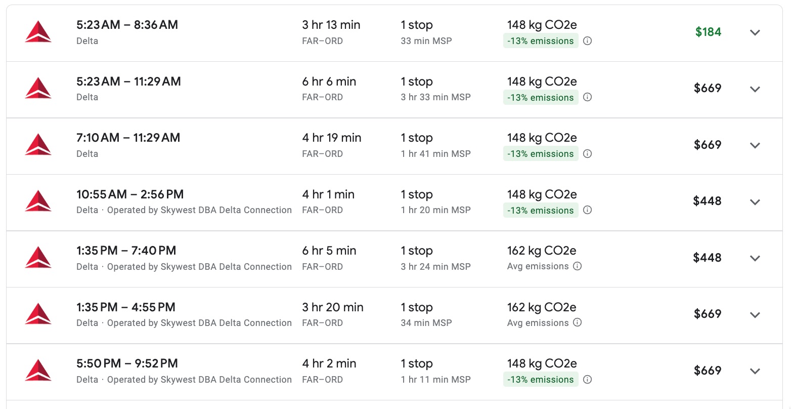 delta flights with connections