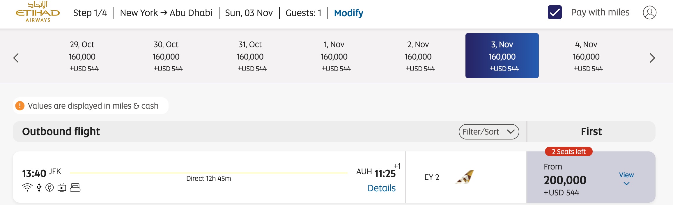 etihad first class award