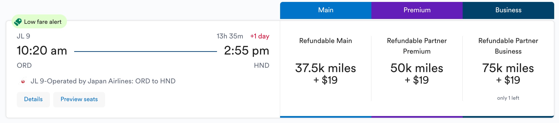 japan airlines redemption with alaska miles