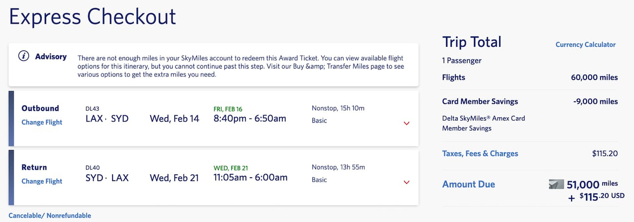 delta skymiles deal to australia