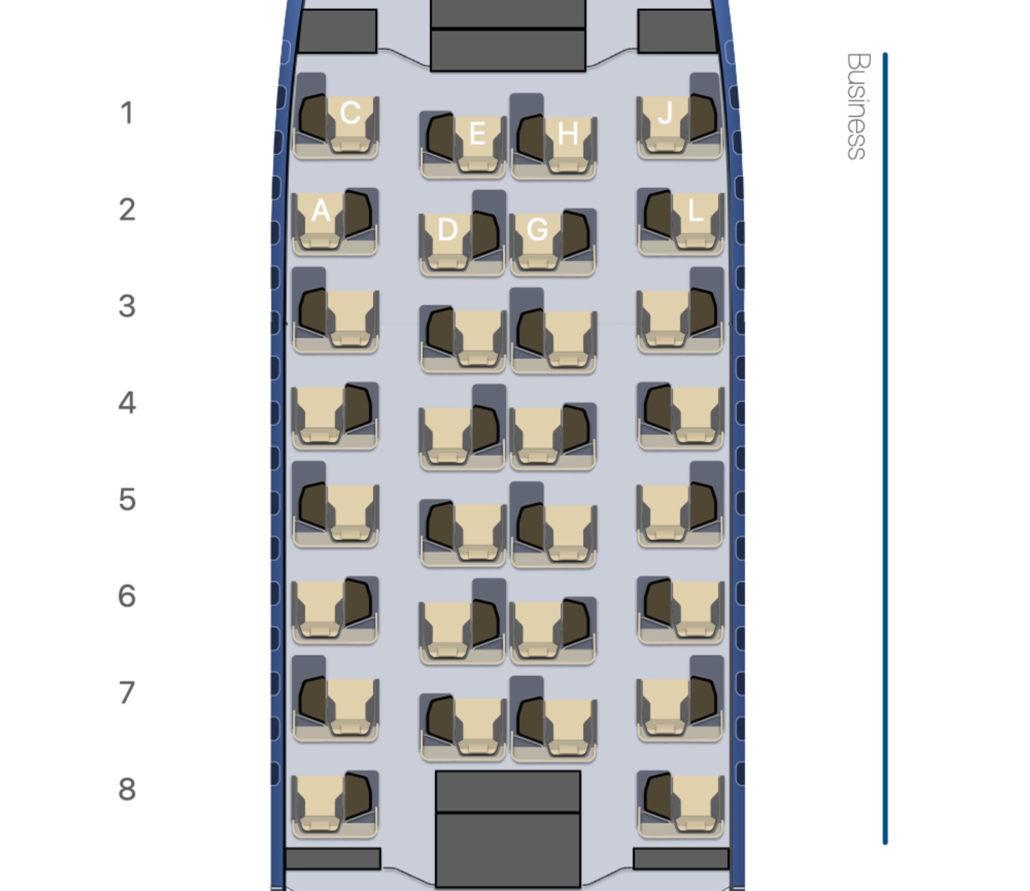 ITA Airways A330-900neo business class cabin seating chart on AeroLOPA
