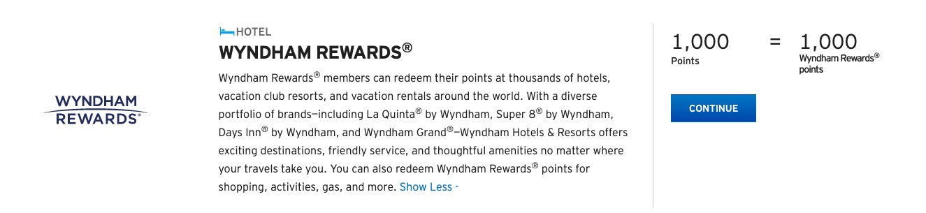 Citi ThankYou transfer to Wyndham