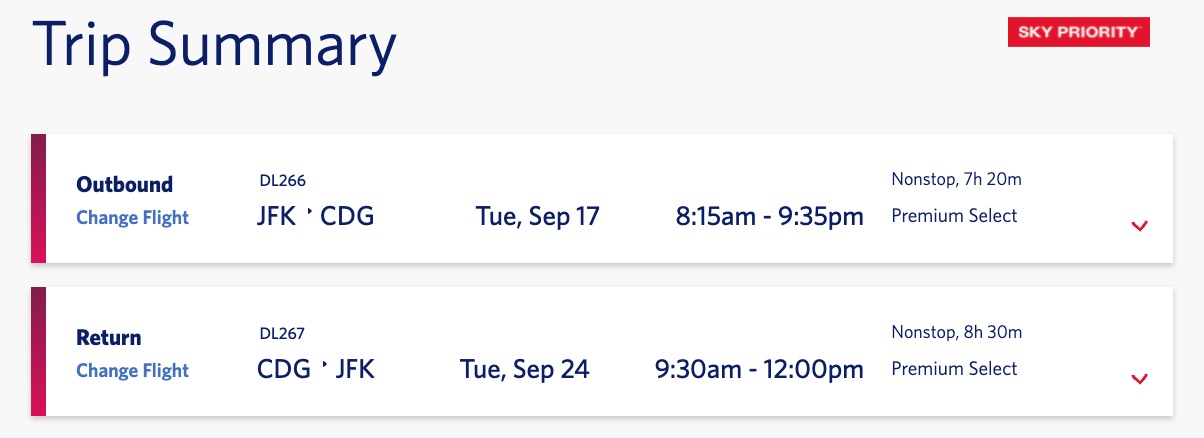 Delta Premium select JFK-CDG roundtrip