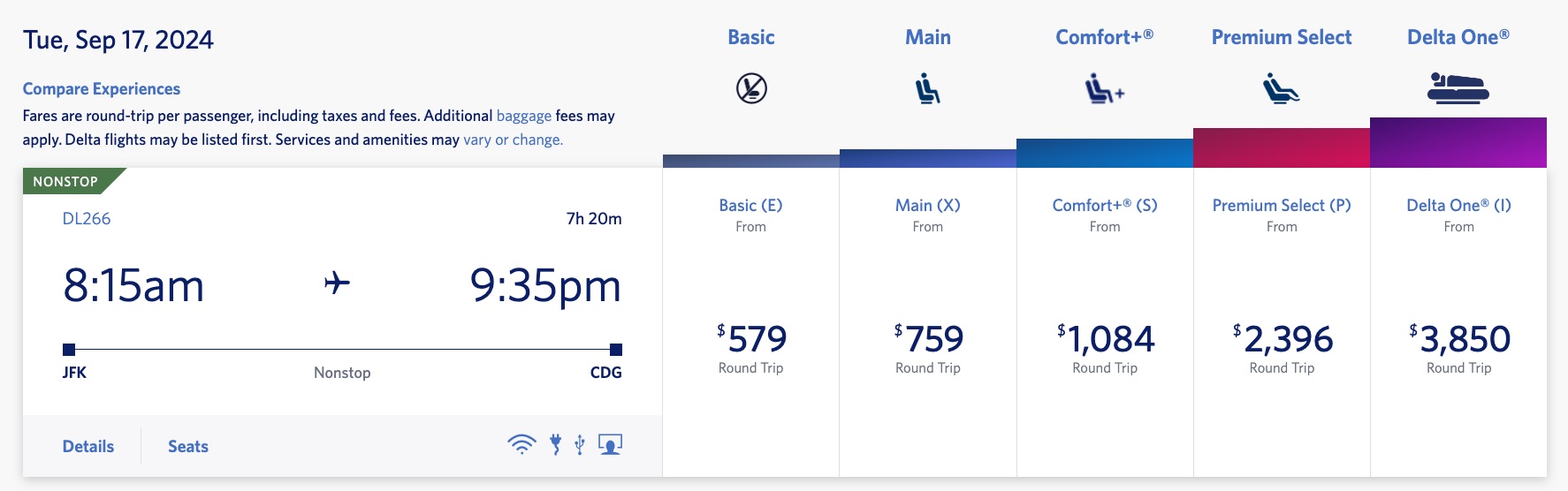 Delta Comfort Plus vs. Premium Select: What's the Difference? 1 Delta flight JFK-CDG