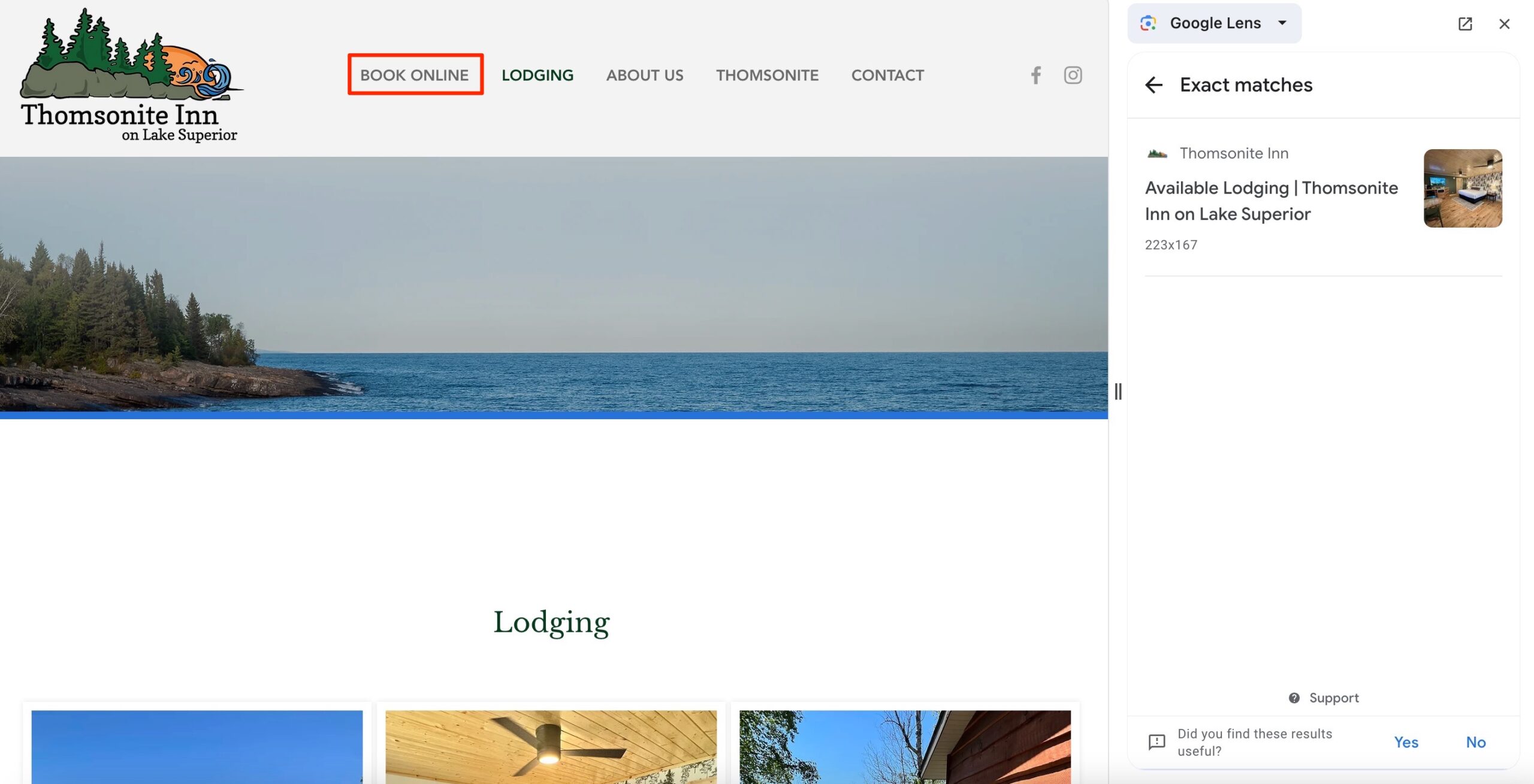 Grand Marais Thomsonite Inn website