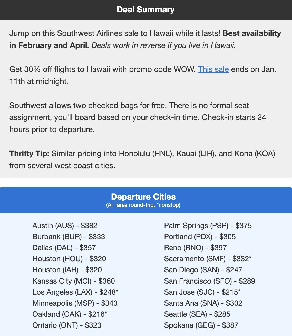 Hawaii flight deal