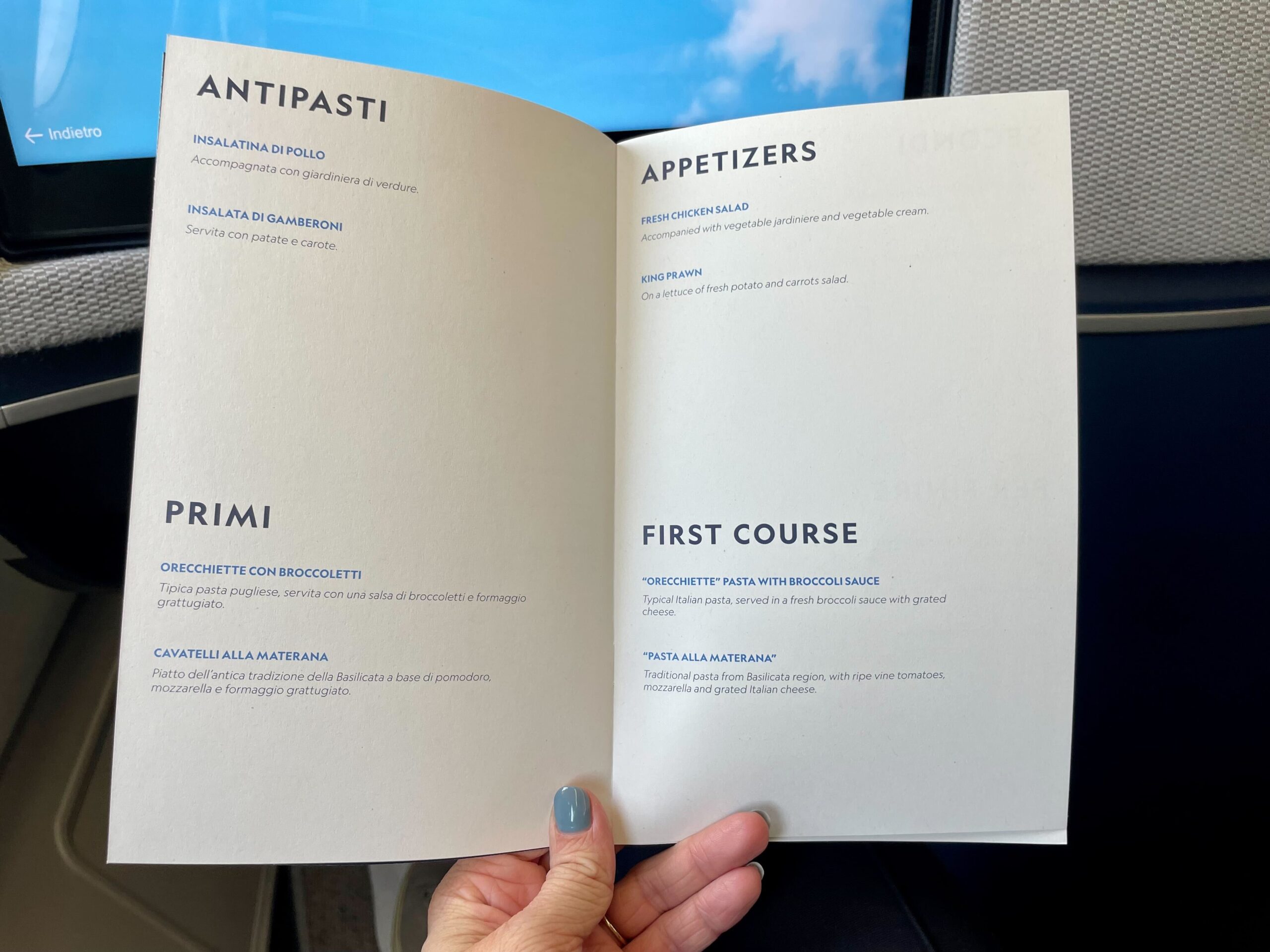 ITA Airways business class food 