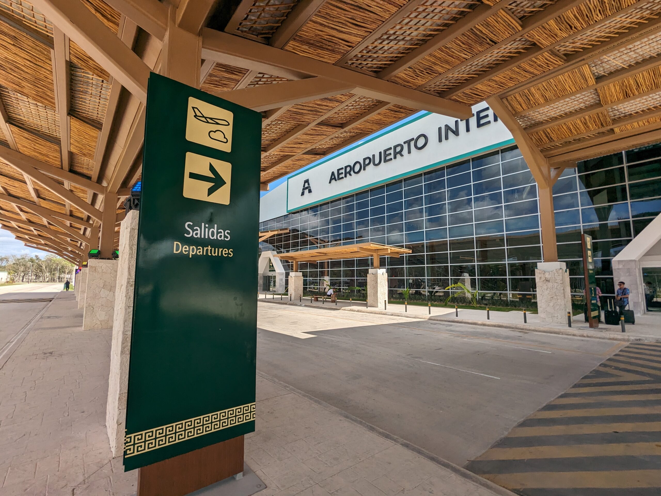 Tulum Airport departures sign