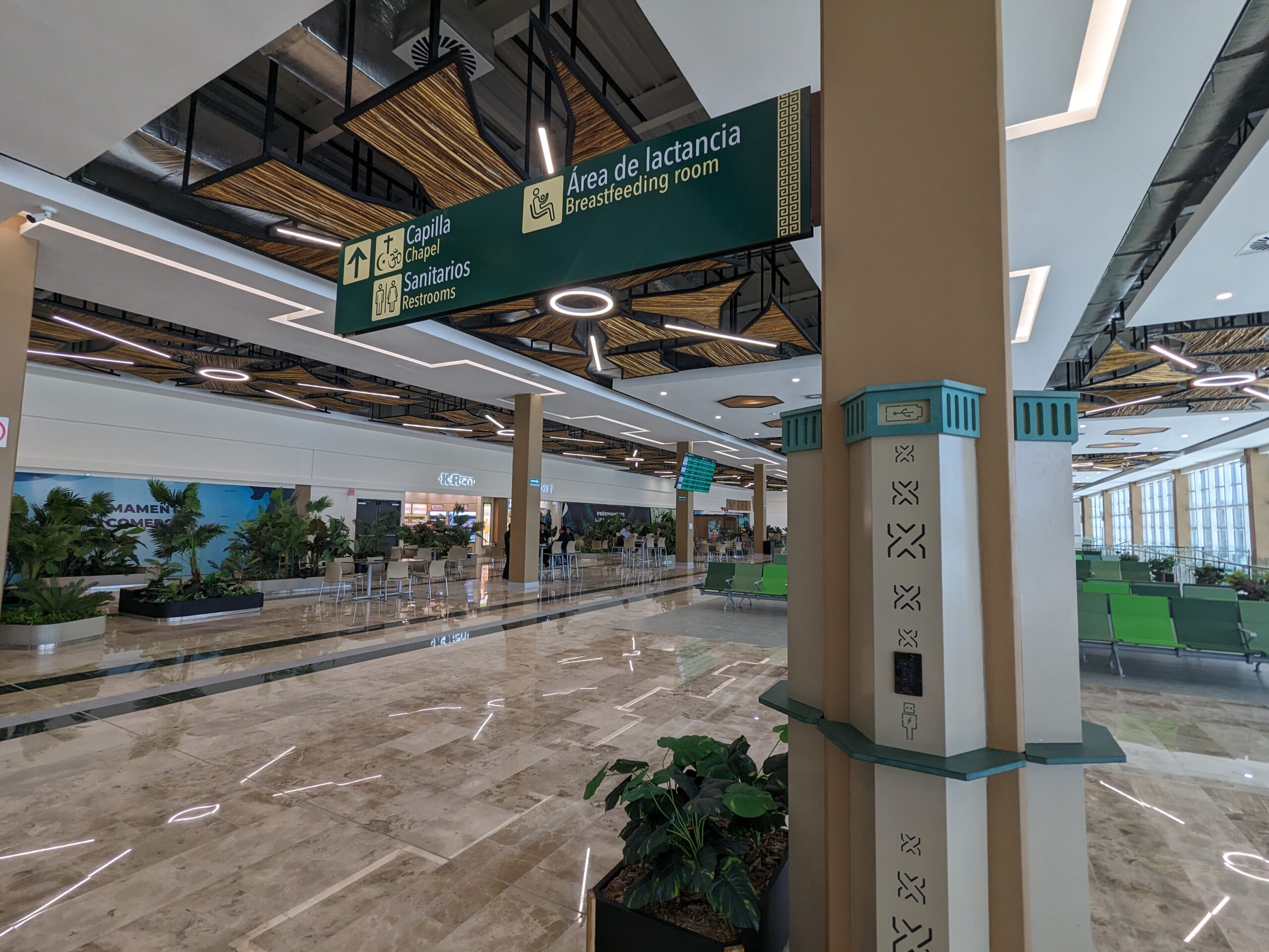 Tulum Airport sign for chapel and breast feeding room 