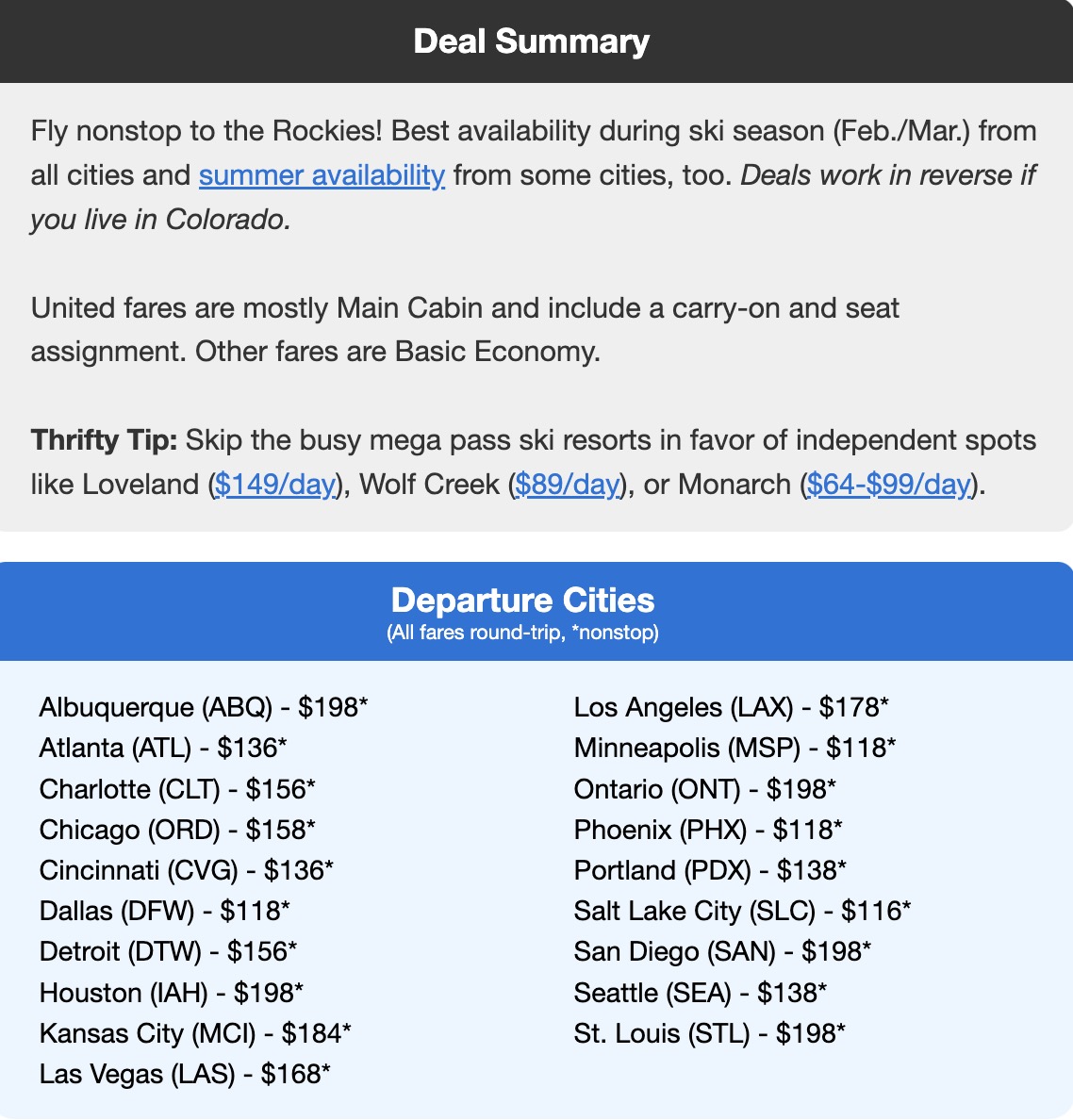 Denver flight deal