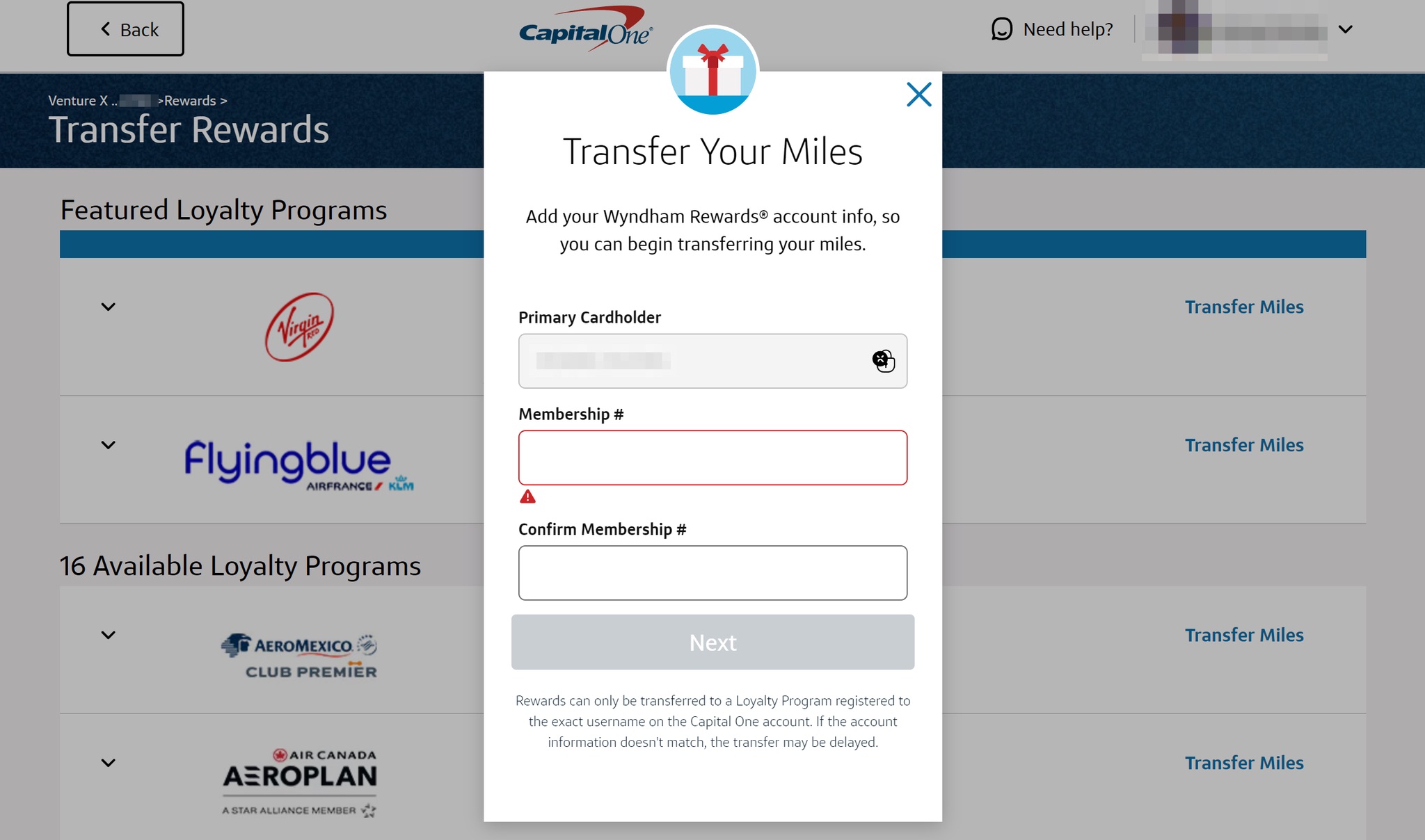 Venture X Transfer Partners