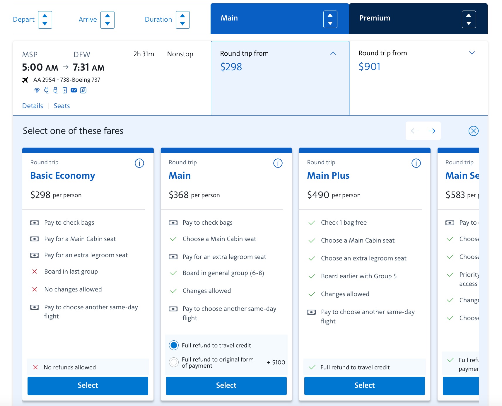 american airlines flight price