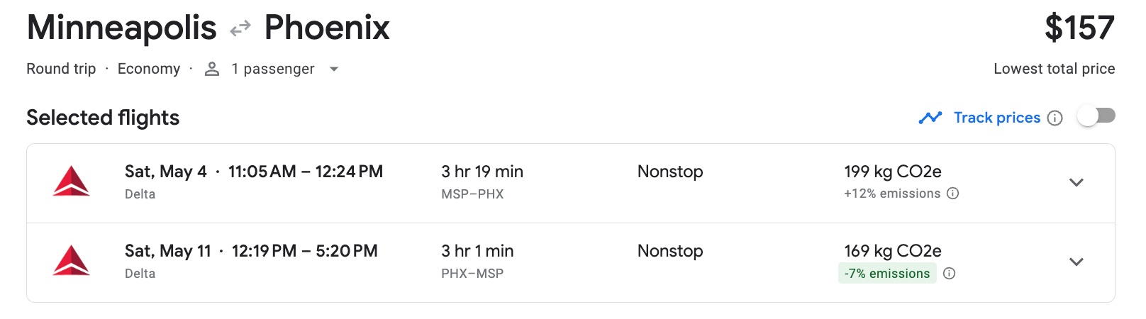 minneapolis to phoenix flight