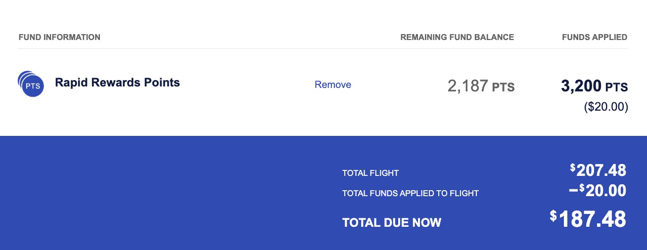 southwest cash points