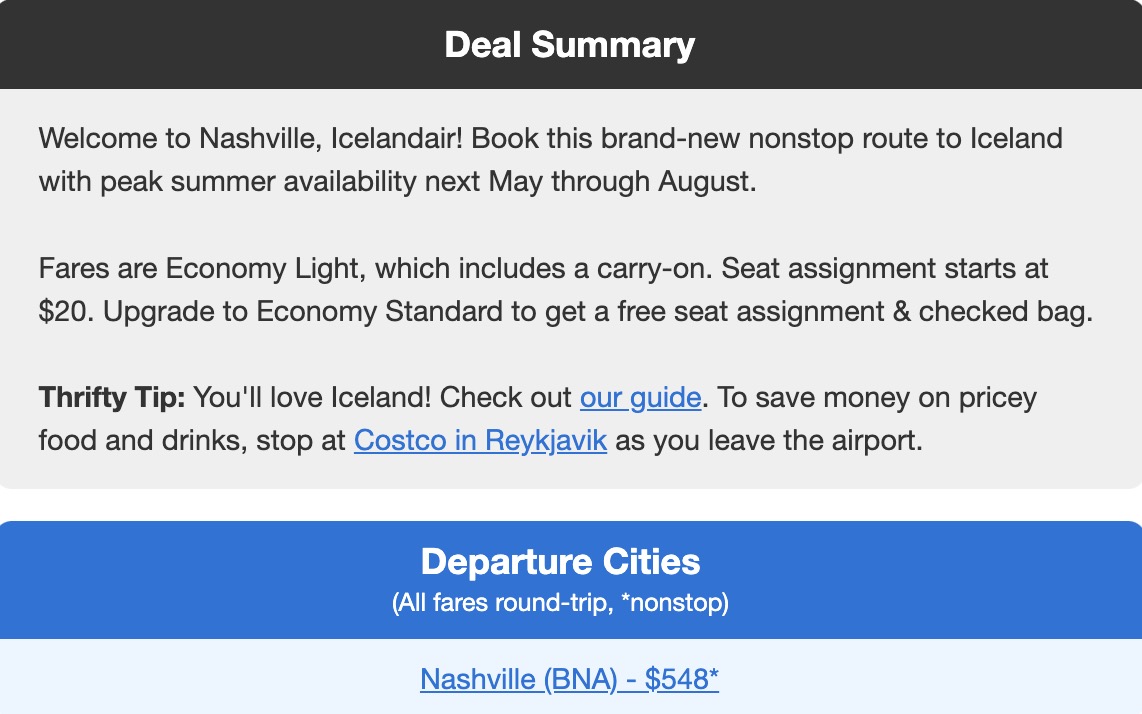 Nashville to Iceland