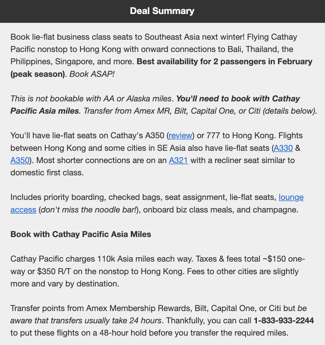 Cathay business class