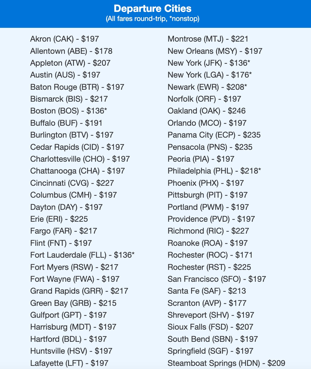 Charleston flight deal departure cities
