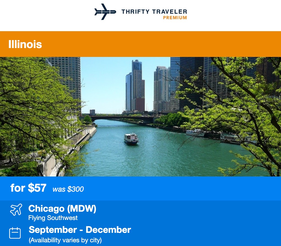 Chicago Thrifty Traveler Premium flight deal