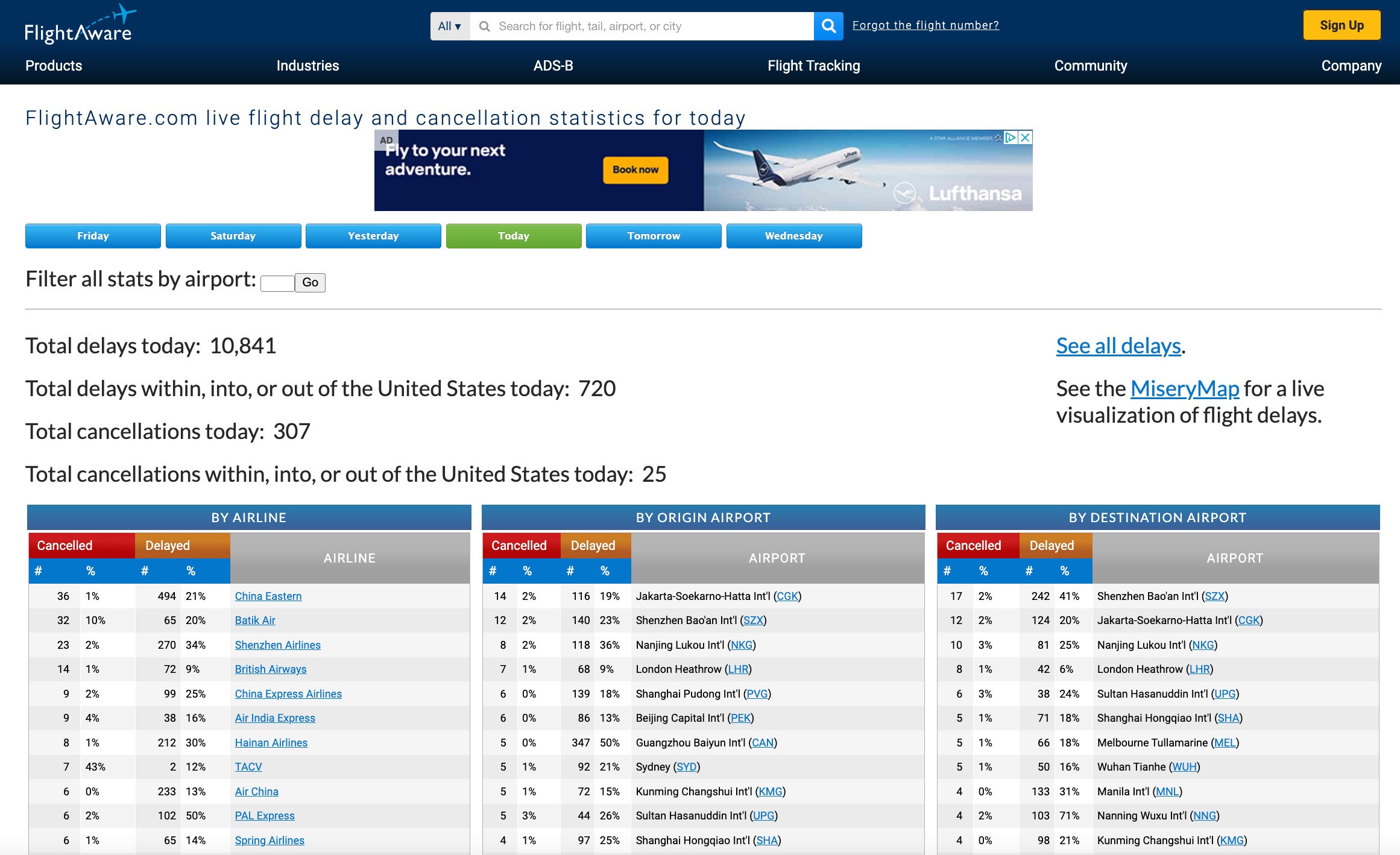 FlightAware cancellations