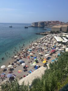 Beach-goers beat the heat in Dubrovnik