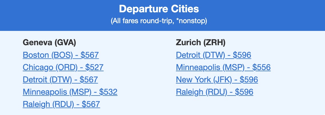 Icelandair Switzerland