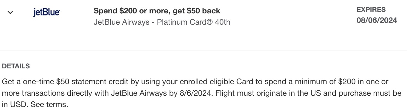 JetBlue Amex Platinum 40th Anniversary Offer