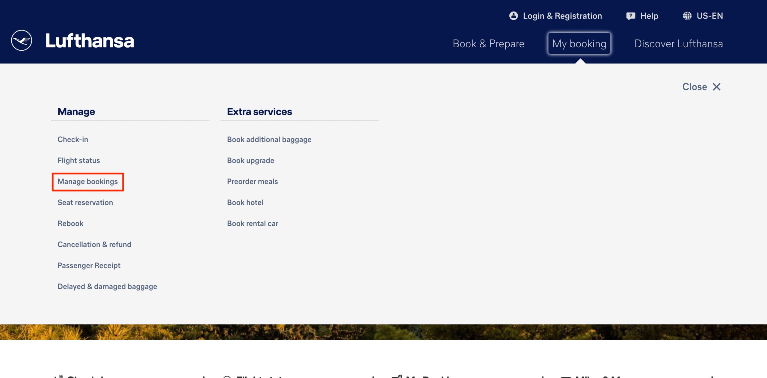 Lufthansa manage bookings
