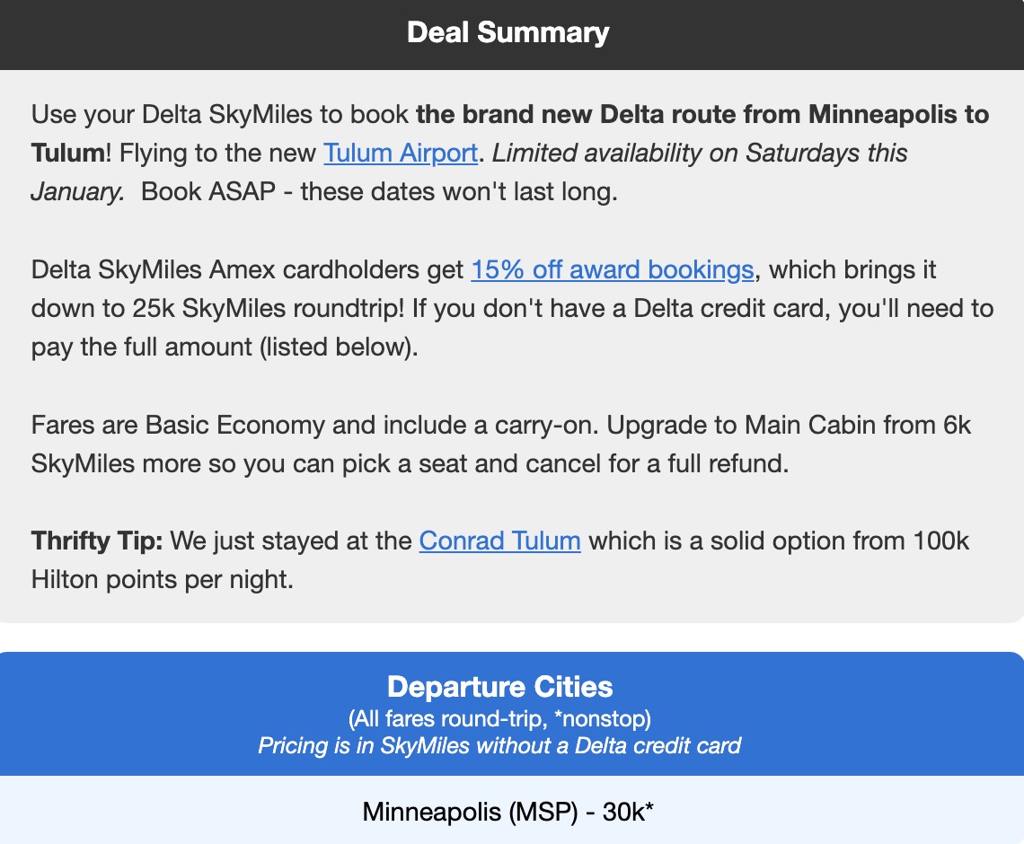 Tulum flight deal