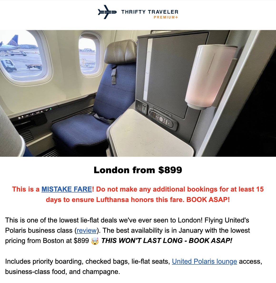 London mistake fare business classs