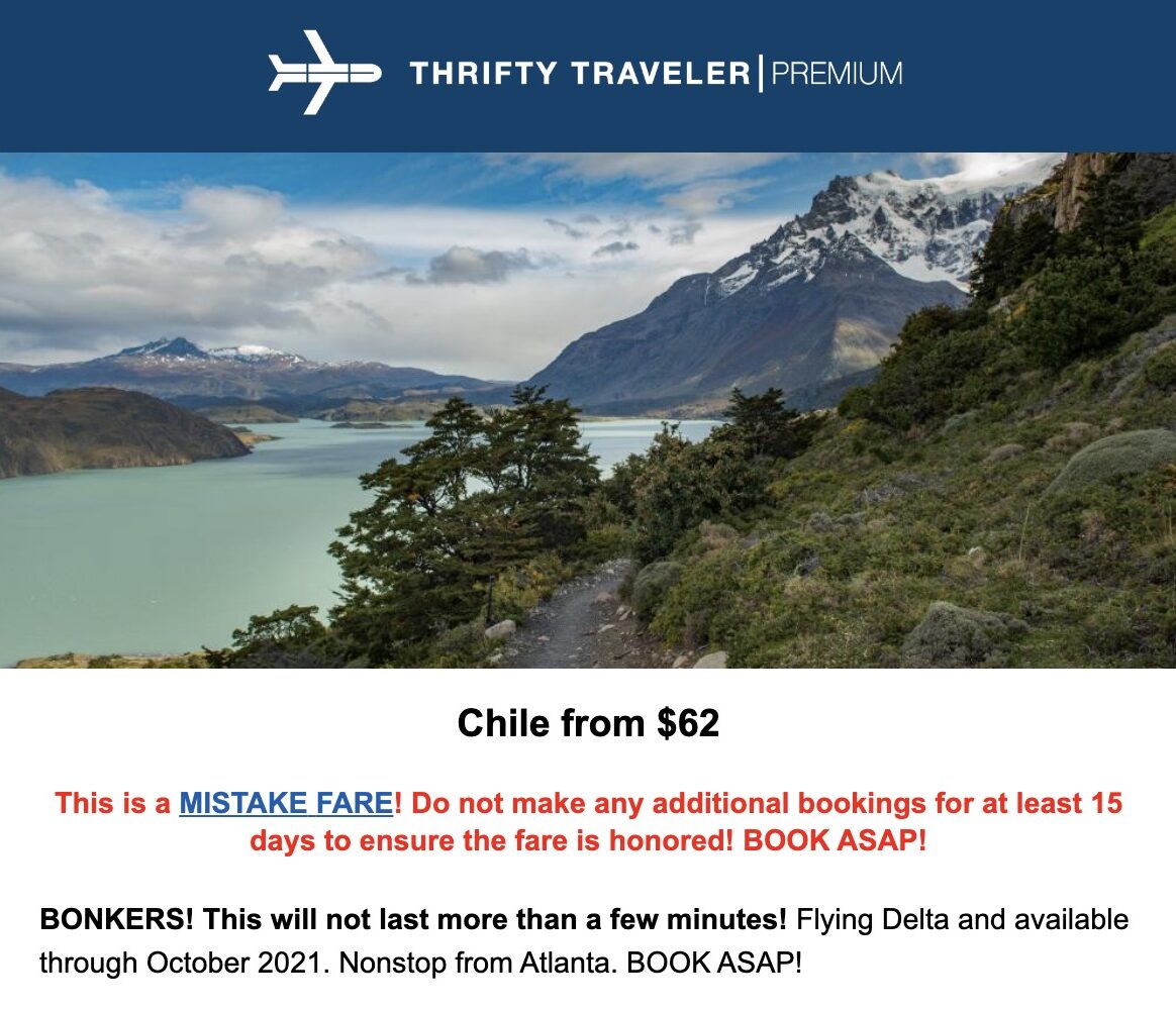 Santiago chile flight deal