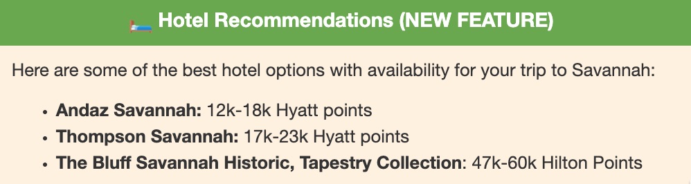 Savannah GA hotel recommendations