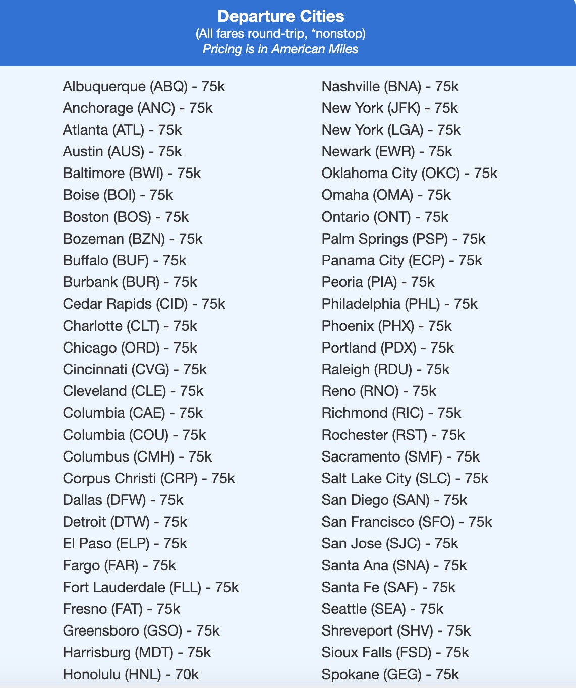 Thailand AA miles info