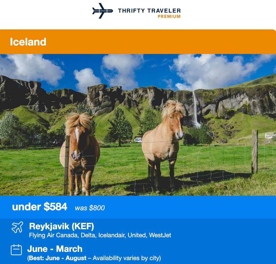 Thrifty Traveler Premium Iceland flight deal
