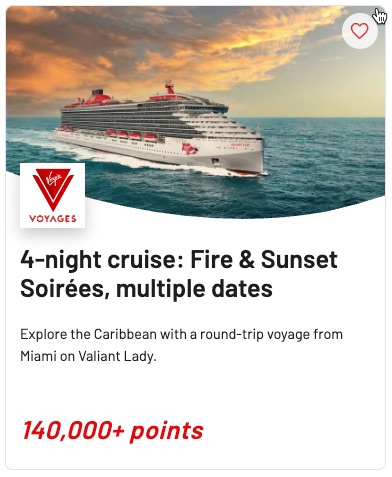 4-night Virgin Voyages cruise from 140,000 points.