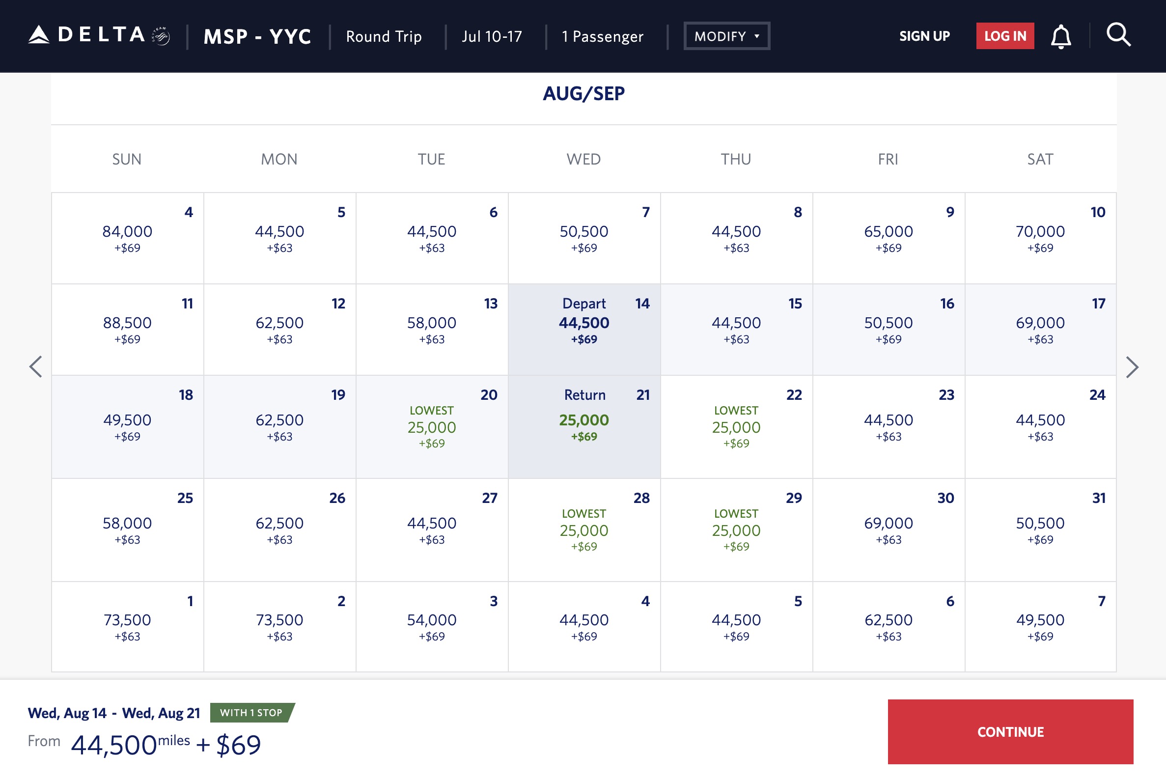 YYC SkyMiles one-stop