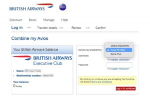 transferring british airways avios to aer lingus