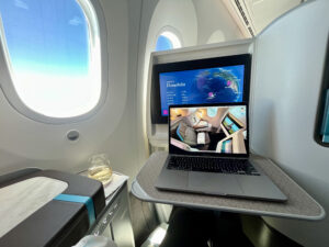Hawaiian first class tray table laptop
