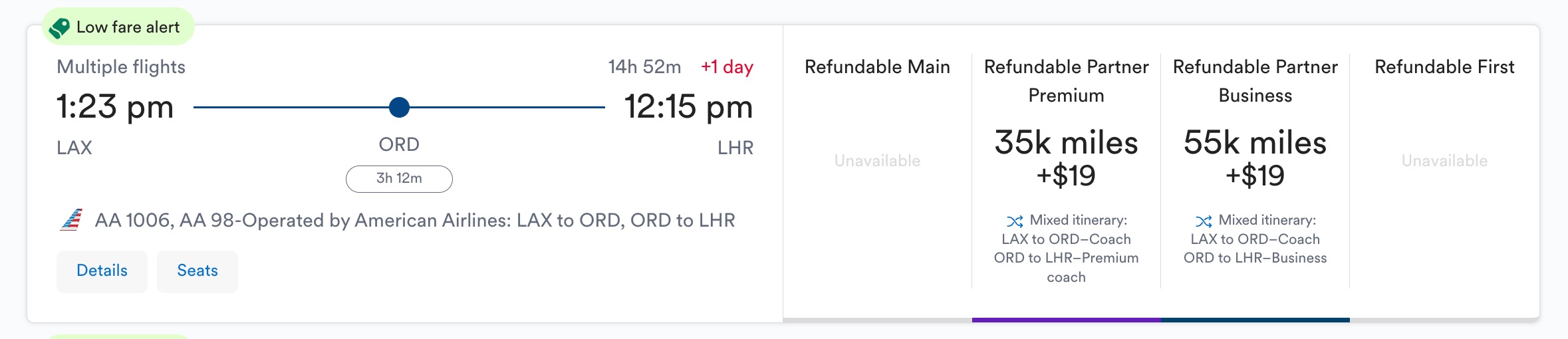 lax to chicago to london