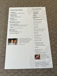 menu for hawaiian airlines first class