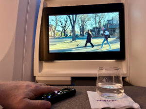 monitor in Hawaiian Airlines first class