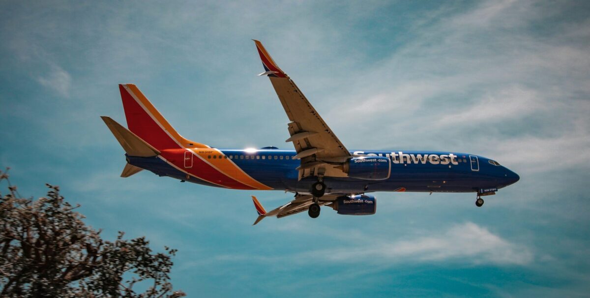 southwest plane in the sky