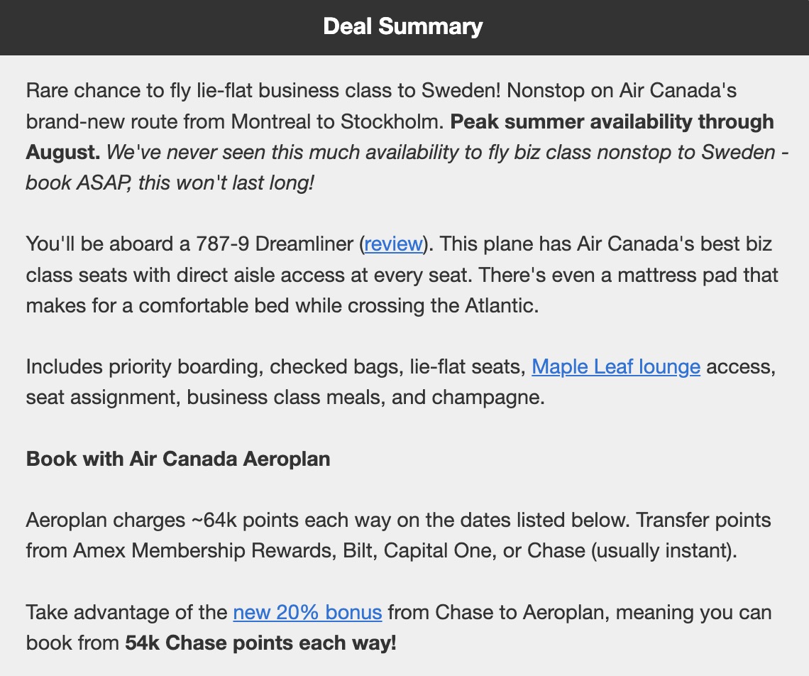 Air Canada business class