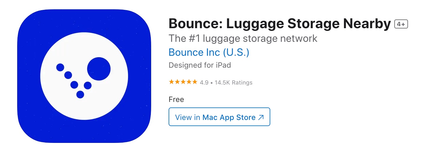 Bounce luggage storage app