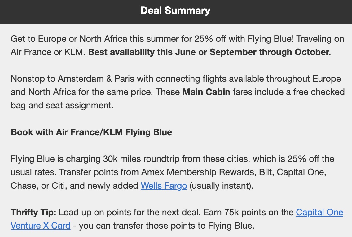 Flying Blue deal info