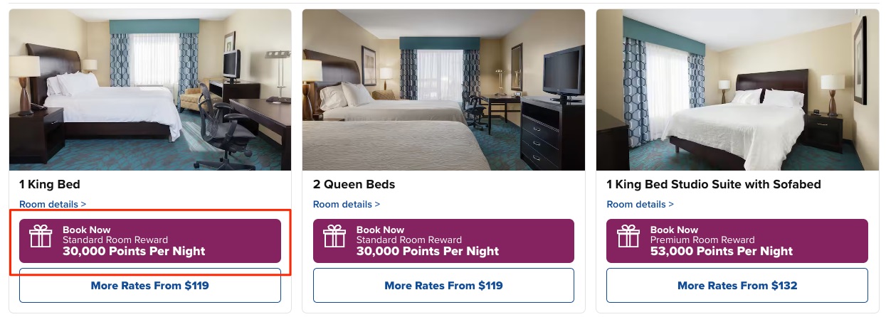 Hilton Garden Inn points booking